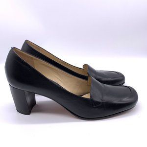 Womens Antonio Melani Black Leather Heels Sz 8.5